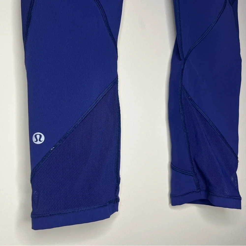 LULULEMON Fast As Light Emperor Blue Mesh Pockets Luxtreme Cropped Leggings